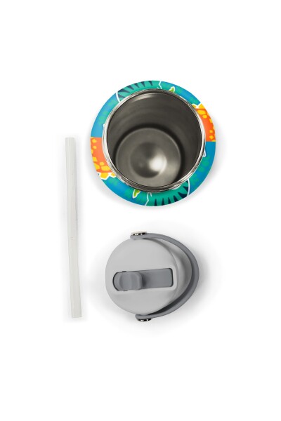 Coral High Yeşil Mavi Dinozor Desenli Katlanır Ağızlıklı Çelik Termos 650 ml 38395 - 6