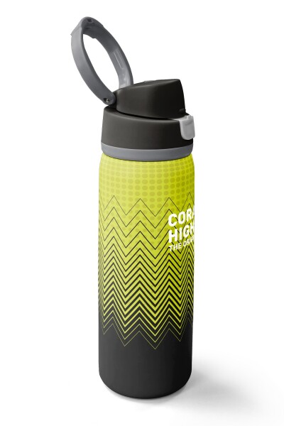 Coral High Yeşil Siyah Desenli Pipetli ve Direkt İçim Çelik Termos 800 ml 38588 - 2