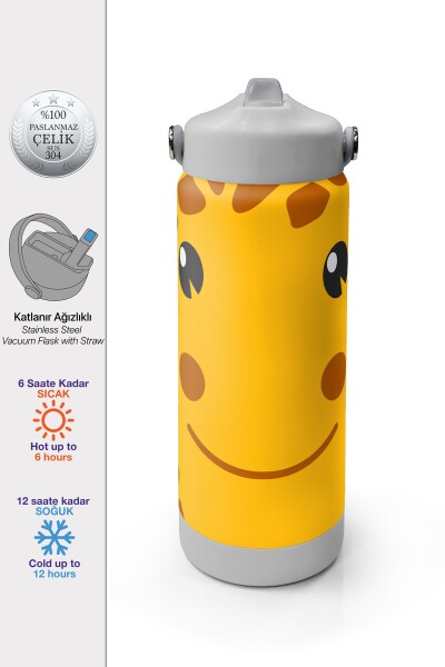 Coral High Zürafa Desenli Katlanır Ağızlıklı Çelik Termos 650 ml 38344 - 1