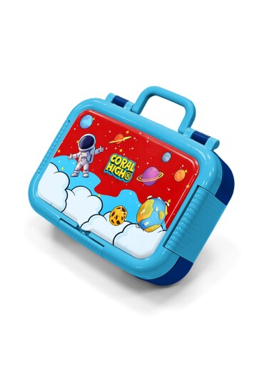 Coral High Kids Kırmızı Mavi Astronot Uzay Desenli Paslanmaz Çelik Beslenme Kabı 39145 