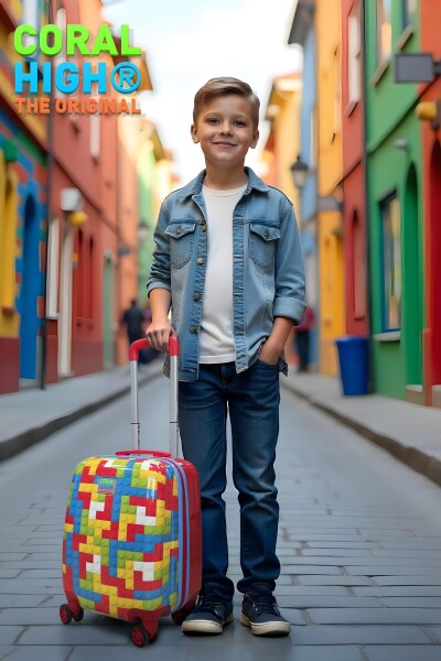 Coral High Kids Blok Desenli Çocuk Valizi 16793 - 2