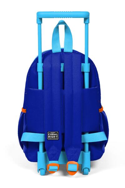 Minik Yuva Çekçekli Sırt Çantası Fosforlu Sarı Saks Motorsiklet Desenli İki Bölmeli 24042 - 4