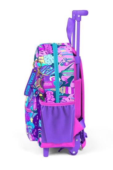 Minik Yuva Çekçekli Sırt Çantası Grafiti Desenli İki Bölmeli 24060 - 7