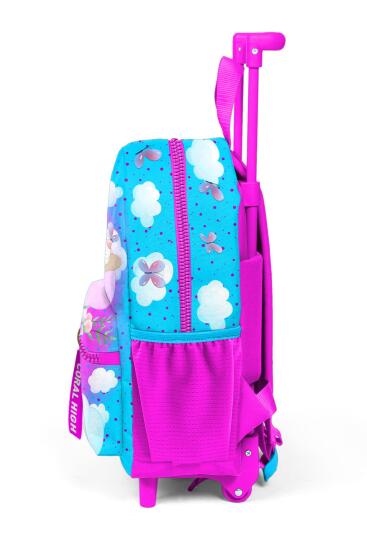 Minik Yuva Çekçekli Sırt Çantası Mavi Pembe Tavşan Desenli İki Bölmeli 24036 - 6