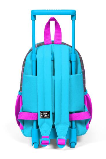 Minik Yuva Çekçekli Sırt Çantası Gri Mavi Pembe Anime Desenli İki Bölmeli 24037 - 4