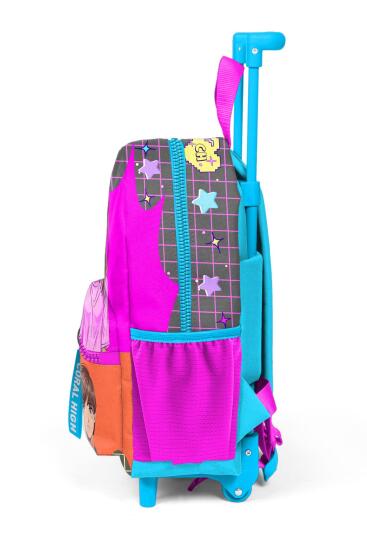 Minik Yuva Çekçekli Sırt Çantası Gri Mavi Pembe Anime Desenli İki Bölmeli 24037 - 6