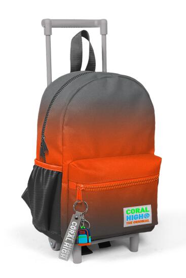 Minik Yuva Çekçekli Sırt Çantası Gri Turuncu Renk Geçişli İki Bölmeli 24048 - Coral High KIDS