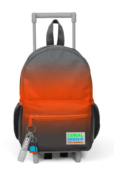 Minik Yuva Çekçekli Sırt Çantası Gri Turuncu Renk Geçişli İki Bölmeli 24048 - 3