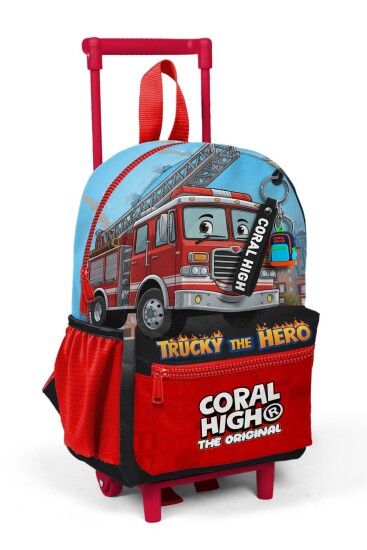 Minik Yuva Çekçekli Sırt Çantası Kırmızı Mavi İtfafiye Desenli İki Bölmeli 34026 - Coral High