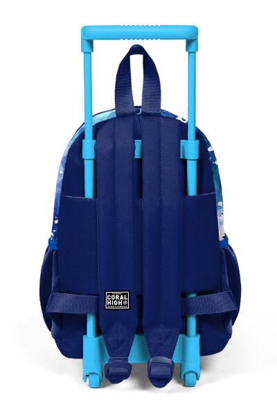 Minik Yuva Çekçekli Sırt Çantası Lacivert Mavi Kurt Desenli İki Bölmeli 24043 - 4