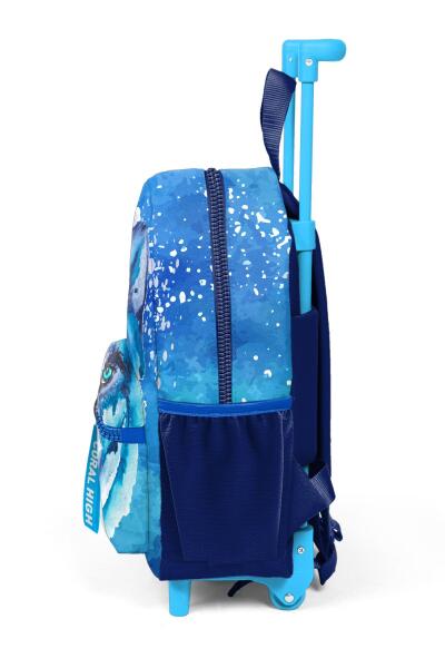 Minik Yuva Çekçekli Sırt Çantası Lacivert Mavi Kurt Desenli İki Bölmeli 24043 - 6