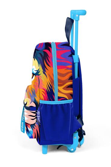 Minik Yuva Çekçekli Sırt Çantası Lacivert Saks Aslan Desenli İki Bölmeli 24041 - 6