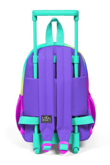 Minik Yuva Çekçekli Sırt Çantası Lavanta Su Yeşili Unicorn Desenli İki Bölmeli 24029 - 4