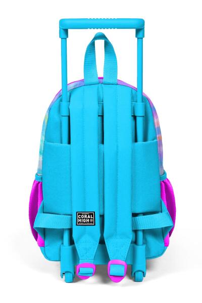 Minik Yuva Çekçekli Sırt Çantası Mavi Pembe Flamingo Desenli İki Bölmeli 24030 - 4