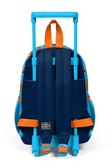 Minik Yuva Çekçekli Sırt Çantası Mavi Turuncu Dinozor Desenli İki Bölmeli 24071 - 4