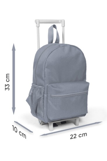 Minik Yuva Çekçekli Sırt Çantası Mavi Turuncu Dinozor Desenli İki Bölmeli 24071 - 5