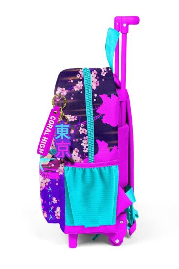 Minik Yuva Çekçekli Sırt Çantası Mor Pembe Anime Kedi Desenli İki Bölmeli 24053 - 7