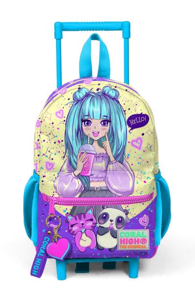 Minik Yuva Çekçekli Sırt Çantası Mor Pembe Anime Kız Desenli İki Bölmeli 24035 - 3