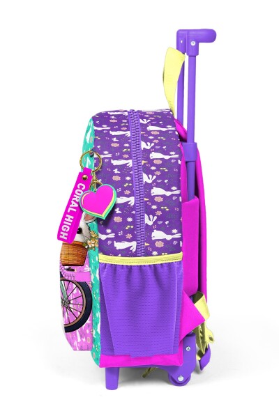 Minik Yuva Çekçekli Sırt Çantası Mor Pembe Bisikletli Kız Desenli İki Bölmeli 24069 - 2