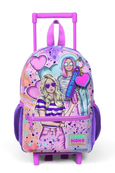 Minik Yuva Çekçekli Sırt Çantası Pembe Mor Fashion Girl Desenli İki Bölmeli 24055 - 6