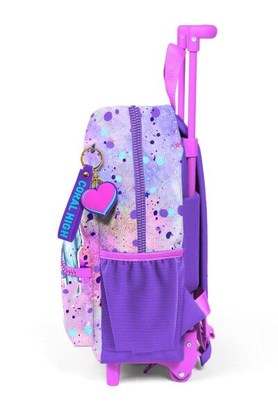 Minik Yuva Çekçekli Sırt Çantası Pembe Mor Fashion Girl Desenli İki Bölmeli 24055 - 7