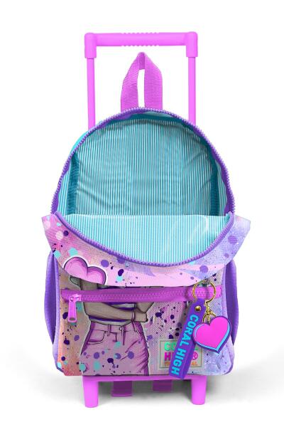 Minik Yuva Çekçekli Sırt Çantası Pembe Mor Fashion Girl Desenli İki Bölmeli 24055 - 3