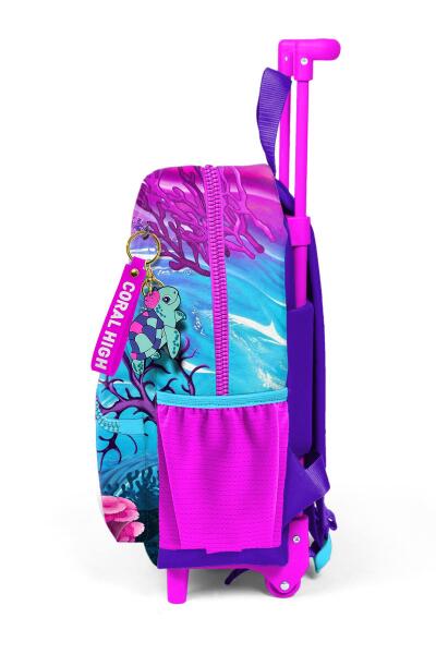 Minik Yuva Çekçekli Sırt Çantası Pembe Mor Kaplumbağa Desenli İki Bölmeli 24056 - 7