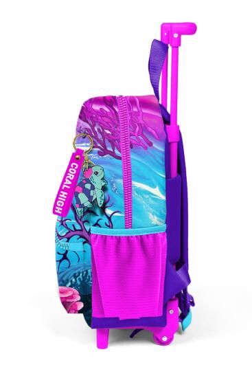 Minik Yuva Çekçekli Sırt Çantası Pembe Mor Kaplumbağa Desenli İki Bölmeli 24056 - 7