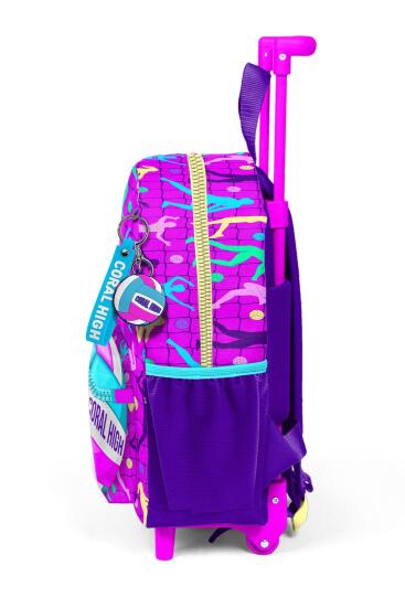 Minik Yuva Çekçekli Sırt Çantası Pembe Mor Voleybol Desenli İki Bölmeli 24061 - 7