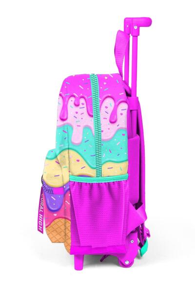 Minik Yuva Çekçekli Sırt Çantası Pembe Rengarenk Dondurma Desenli İki Bölmeli 24031 - 6