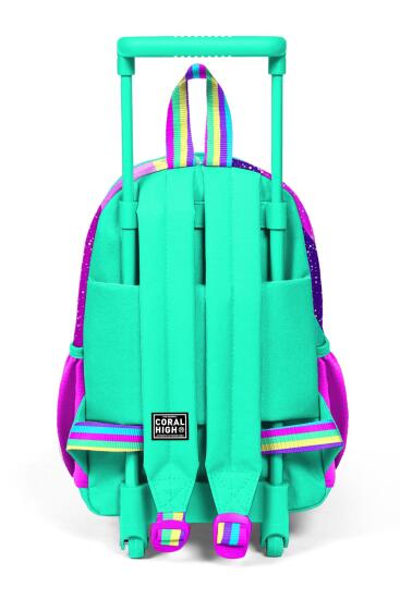 Minik Yuva Çekçekli Sırt Çantası Pembe Su Yeşili Unicorn Desenli İki Bölmeli 24058 - 4