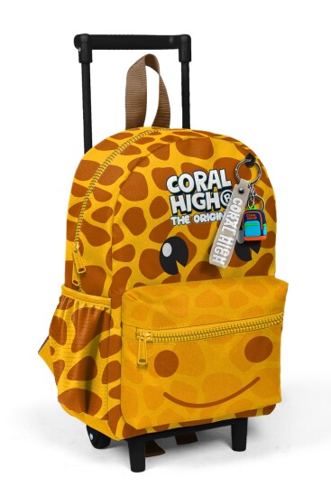 Minik Yuva Çekçekli Sırt Çantası Sarı Zürafa Desenli İki Bölmeli 34025 - Coral High