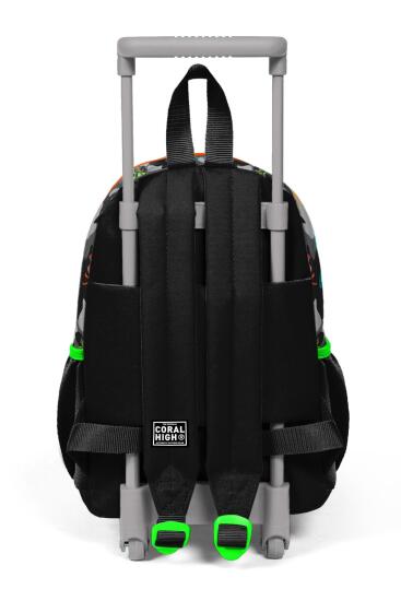 Minik Yuva Çekçekli Sırt Çantası Siyah Gri Dinozor Desenli İki Bölmeli 24044 - 4