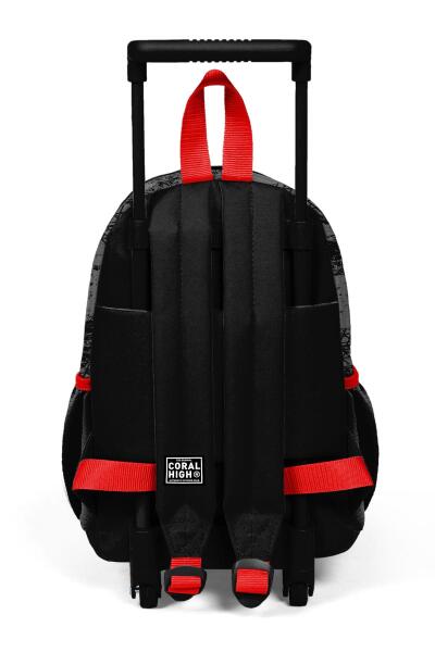 Minik Yuva Çekçekli Sırt Çantası Siyah Kırmızı Anime Araba Desenli İki Bölmeli 24047 - 4