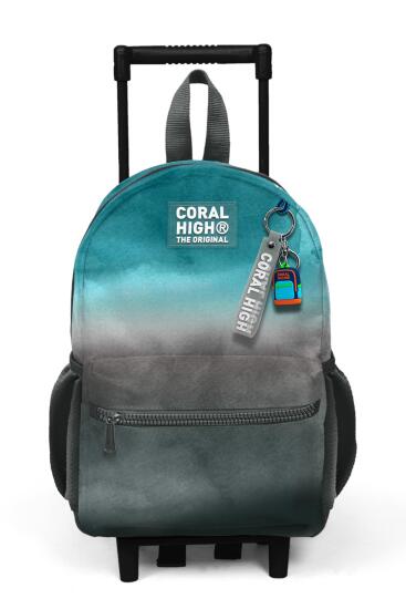 Minik Yuva Çekçekli Sırt Çantası Turkuaz Gri Batik İki Bölmeli 24068 - 6