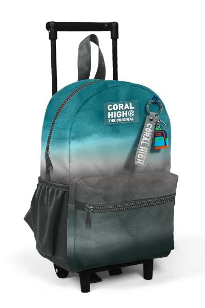 Minik Yuva Çekçekli Sırt Çantası Turkuaz Gri Batik İki Bölmeli 24068 - 1