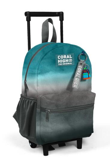 Minik Yuva Çekçekli Sırt Çantası Turkuaz Gri Batik İki Bölmeli 24068 - CORAL HIGH KIDS