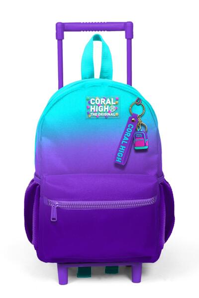 Minik Yuva Çekçekli Sırt Çantası Turkuaz Mor Renk Geçişli İki Bölmeli 24063 - 6