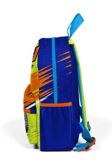 Minik Yuva Sırt Çantası Fosforlu Sarı Saks Motorsiklet Desenli İki Bölmeli 23542 - 6