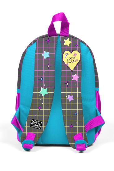 Minik Yuva Sırt Çantası Gri Mavi Pembe Anime Desenli İki Bölmeli 23537 - 3