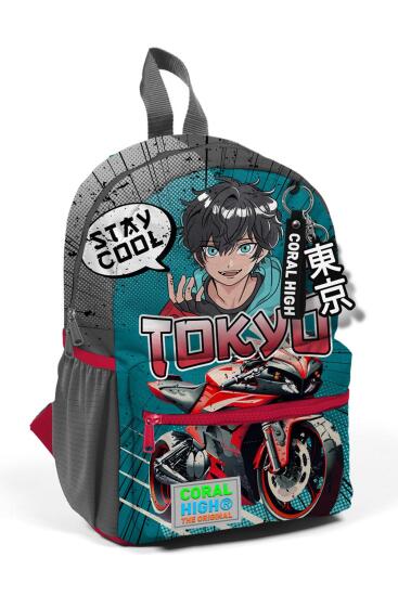 Minik Yuva Sırt Çantası Gri Nefti Anime Motorsiklet İki Bölmeli 23564 - Coral High KIDS