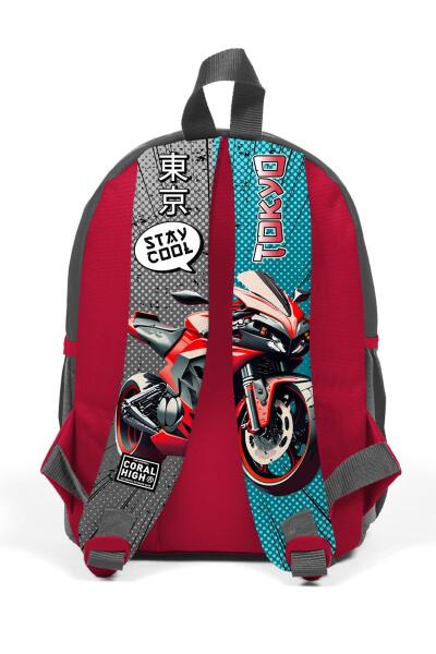 Minik Yuva Sırt Çantası Gri Nefti Anime Motorsiklet İki Bölmeli 23564 - 3