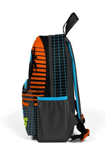 Minik Yuva Sırt Çantası Gri Turuncu Gamer Desenli İki Bölmeli 23546 - 6