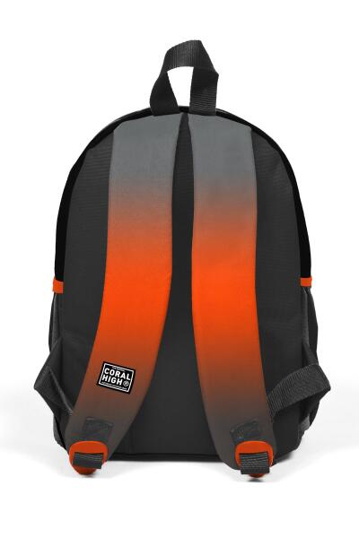 Minik Yuva Sırt Çantası Gri Turuncu Renk Geçişli İki Bölmeli 23548 - 3