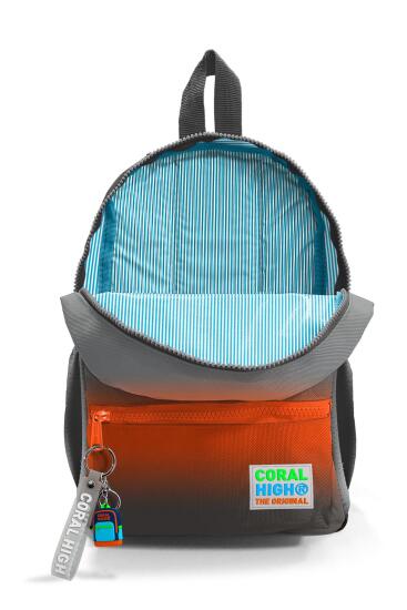 Minik Yuva Sırt Çantası Gri Turuncu Renk Geçişli İki Bölmeli 23548 - 4