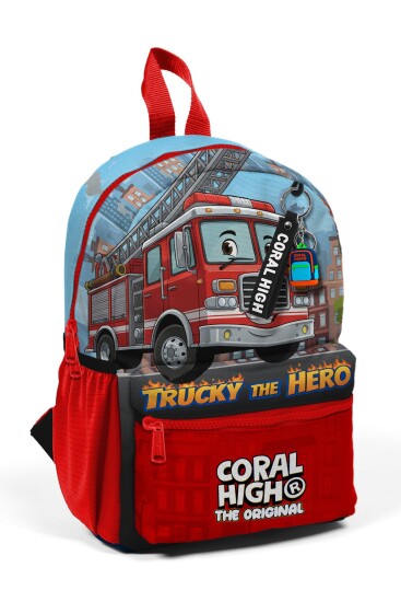 Minik Yuva Sırt Çantası Kırmızı Mavi İtfafiye Desenli İki Bölmeli 33263 - Coral High