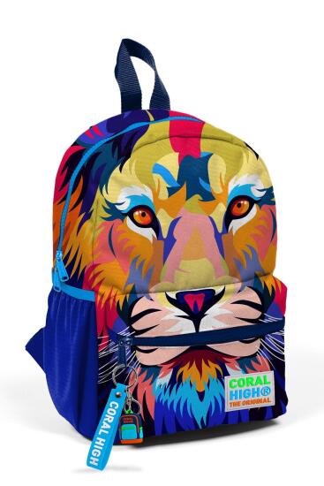 Minik Yuva Sırt Çantası Lacivert Saks Aslan Desenli İki Bölmeli 23541 - Coral High KIDS