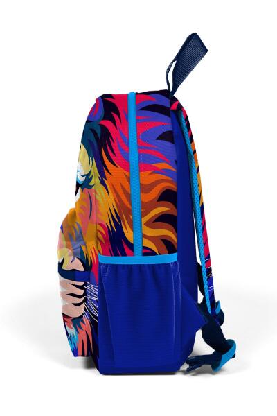 Minik Yuva Sırt Çantası Lacivert Saks Aslan Desenli İki Bölmeli 23541 - 6