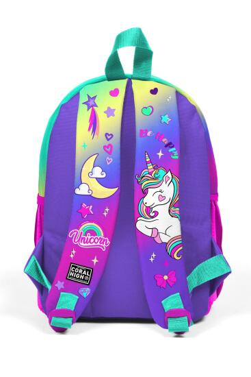 Minik Yuva Sırt Çantası Lavanta Su Yeşili Unicorn Desenli İki Bölmeli 23529 - 3