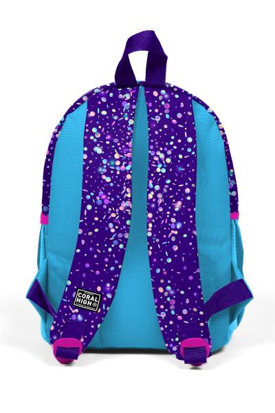 Minik Yuva Sırt Çantası Mor Mavi Pembe Kalp Desenli İki Bölmeli 23540 - 3